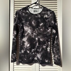 Athleta Black White Tie Dye Long Sleeve Top S